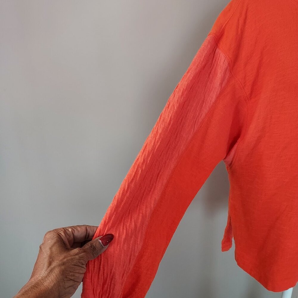 Free People Back At It Henley Oversized Orange Top Size XS - Picture 4 of 11